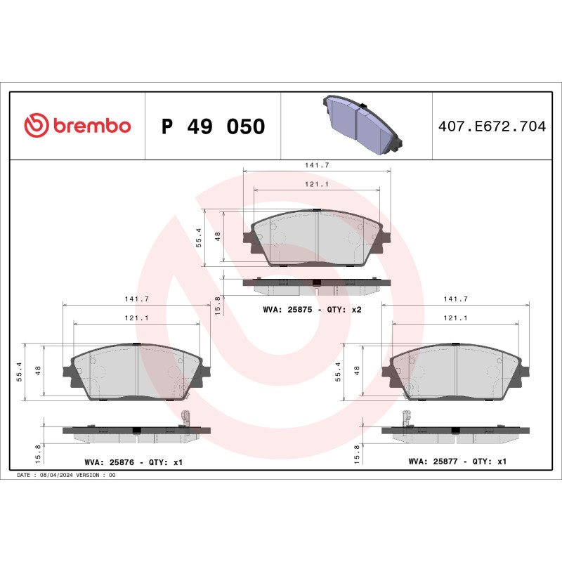 BREMBO P 49 050 Brzdové destičky přední pro 3 CX-30 CX-3
