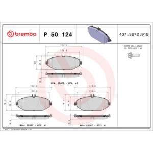 BREMBO P 50 124 Brzdové destičky přední pro Mercedes E C CLS GLC