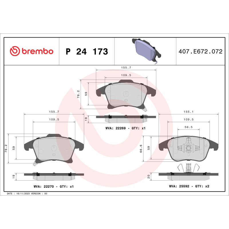 BREMBO P 24 173 Klocki hamulcowe przód dla Mondeo S-Max Galaxy