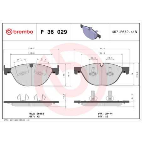 BREMBO P 36 029 Brzdové platničky predné pre Jaguar F-Type