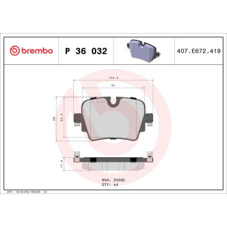 BREMBO P 36 032 Klocki hamulcowe tył dla Jaguar F-Type XJ