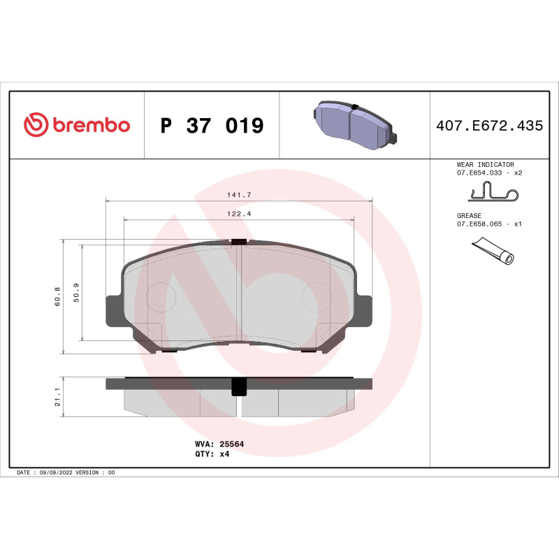 BREMBO P 37 019 Klocki hamulcowe przód dla Cherokee 200