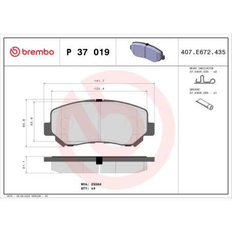 BREMBO P 37 019 Klocki hamulcowe przód dla Cherokee 200