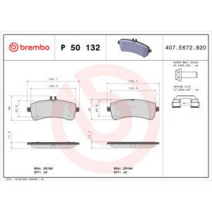 BREMBO P 50 132 Klocki hamulcowe tył dla Mercedes S C SL