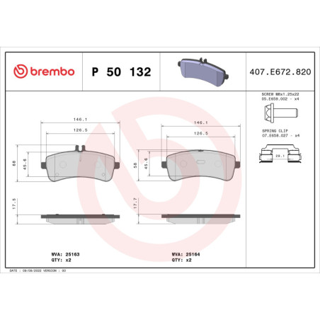 BREMBO P 50 132 Plaquettes de frein arrière pour Mercedes S C SL