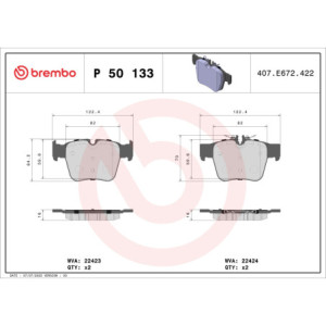BREMBO P 50 133 Brzdové platničky zadné pre Mercedes GLC C