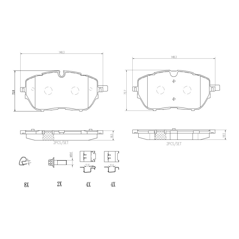 BREMBO P 61 128 Pastiglie freno anteriore per 308 508 Astra DS DS7 3008 C5 X Aircross