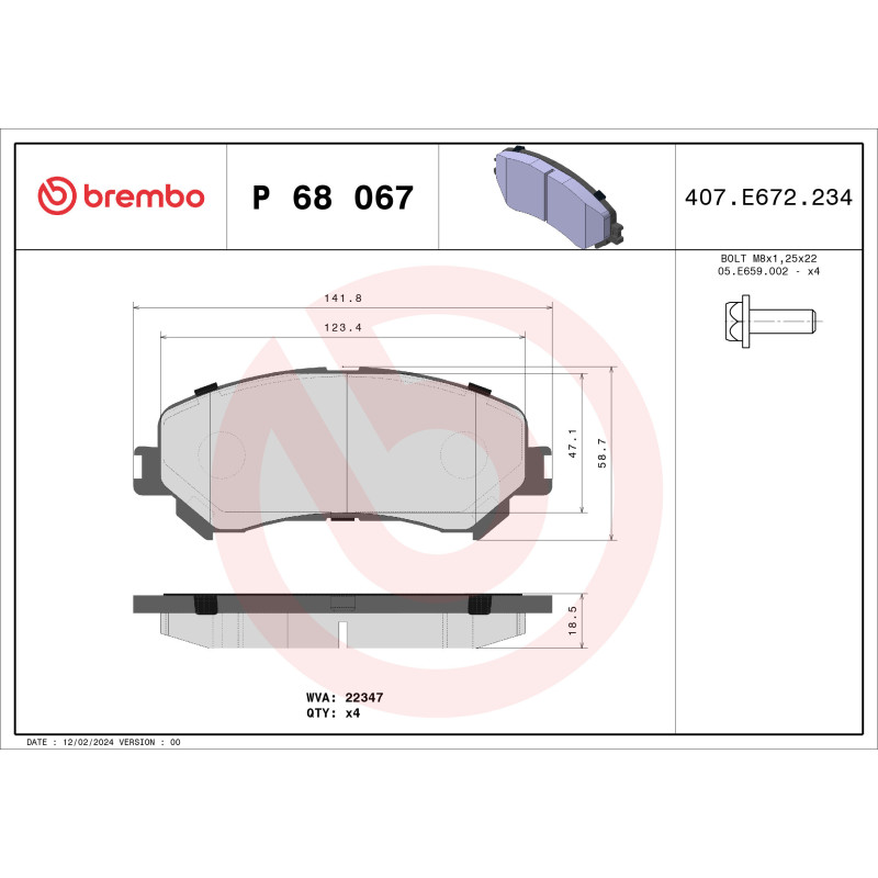 BREMBO P 68 067 Bremsbeläge Vorne für Talisman Megane Scenic Espace