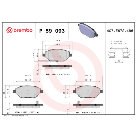 BREMBO P 59 093 Pastillas de freno delantero para Karl Viva