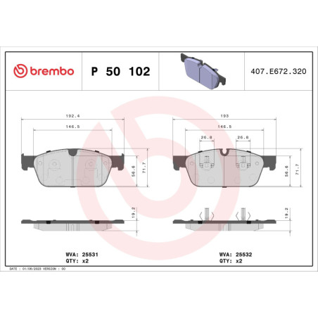 BREMBO P 50 102X Brake Pads Set Front for Mercedes GLE M GL GLS