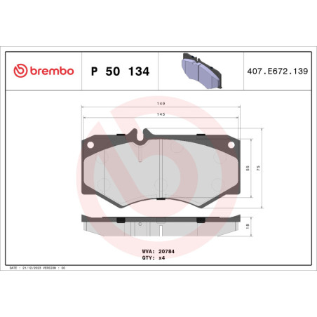 BREMBO P 50 134 Klocki hamulcowe przód dla G T1 T2/L G-Modell T1/TN LT T2/LN1
