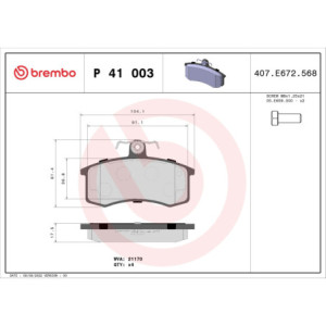 BREMBO P 41 003X Brake Pad Set Front for