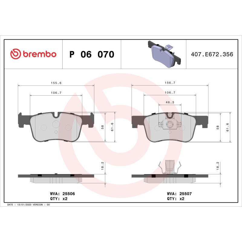 BREMBO P 06 070X Plaquettes de frein avant pour BMW 3 1 4 2