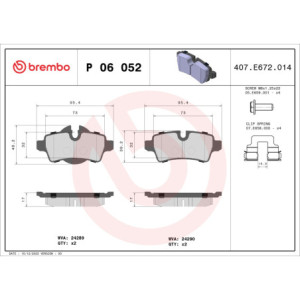 BREMBO P 06 052X Brzdové platničky zadné pre Hatchback Clubman Convertible Coupe Roadster