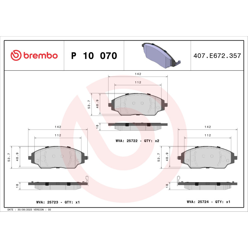 BREMBO P 10 070 Bremsbeläge Vorne für Chevrolet Aveo Cobalt