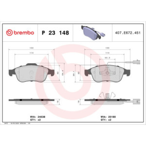 BREMBO P 23 148X Pastiglie freno anteriore per Alfa Giulietta