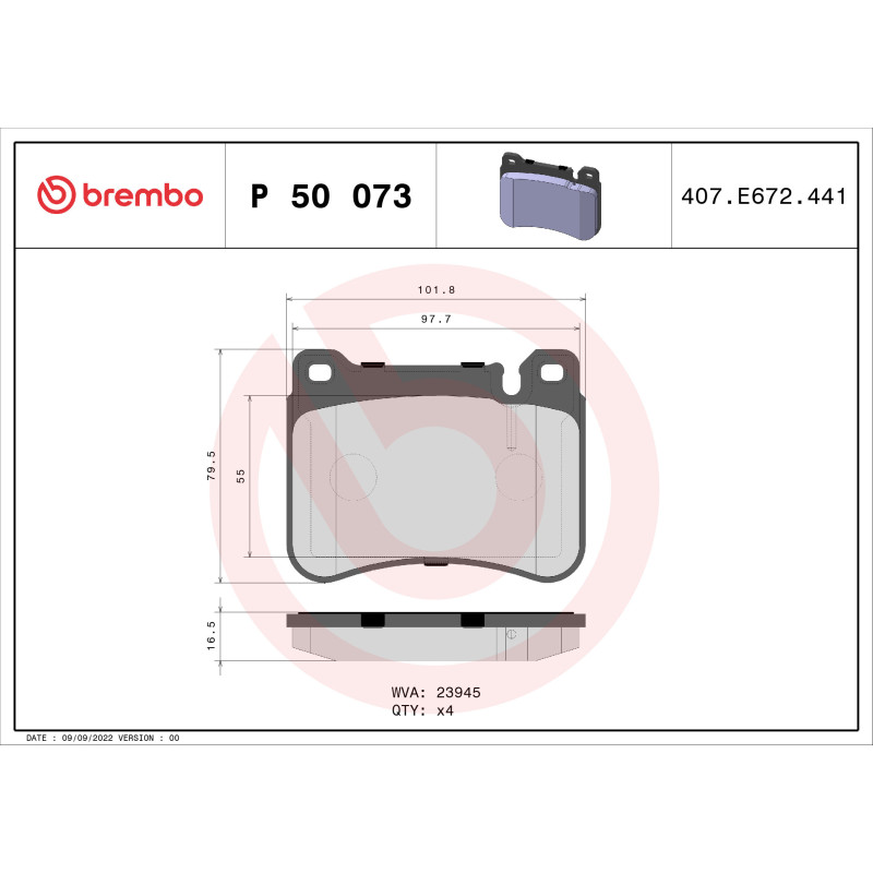 BREMBO P 50 073X Brake Pads Set Front for Mercedes C CLK SLK CLC