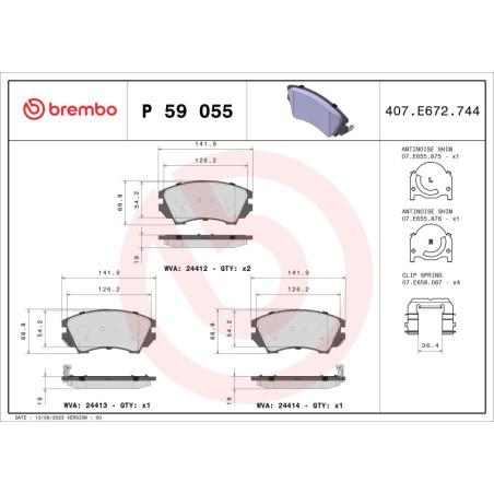 BREMBO P 59 055X Klocki hamulcowe przód dla Insignia Astra Zafira Cascada 9-5 Camaro Malibu Caprice