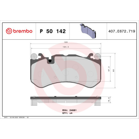 BREMBO P 50 142 Brzdové destičky přední pro C G E S CLS SL GLC CLK GLE G-Modell GL GLS