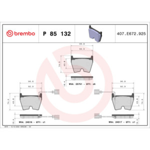 BREMBO P 85 132 Brzdové platničky predné pre Audi R8 A4