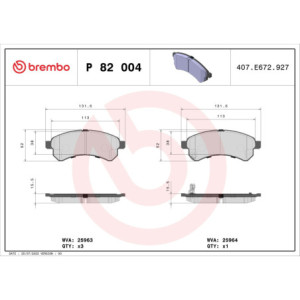 BREMBO P 82 004 Plaquettes de frein avant pour Audi A6