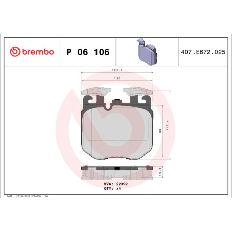 BREMBO P 06 106 Brake Pads Set Front for 3 5 7 4 6 8 X5 X6 X7 X3 X4 2 Ghost Cullinan B7 i4 Phantom