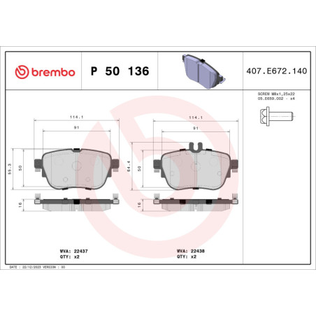 BREMBO P 50 136 Brzdové destičky zadní pro Mercedes E CLS