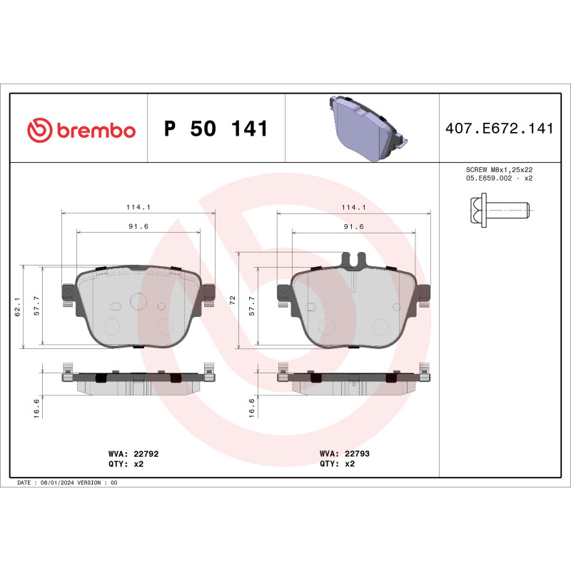 BREMBO P 50 141 Klocki hamulcowe tył dla Mercedes E CLS