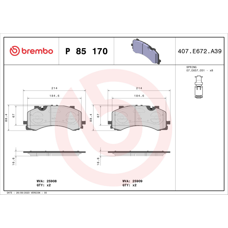 BREMBO P 85 170 Klocki hamulcowe przód dla A6 A7 Q7 Q8 Touareg A8
