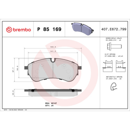 BREMBO P 85 169 Klocki hamulcowe przód dla Crafter TGE Multivan