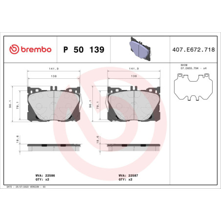 BREMBO P 50 139 Brake Pads Set Front for Mercedes E GLC C CLS EQC
