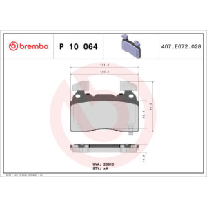 BREMBO P 10 064 Klocki hamulcowe przód dla Insignia Camaro CT6 Corvette CTS XTS