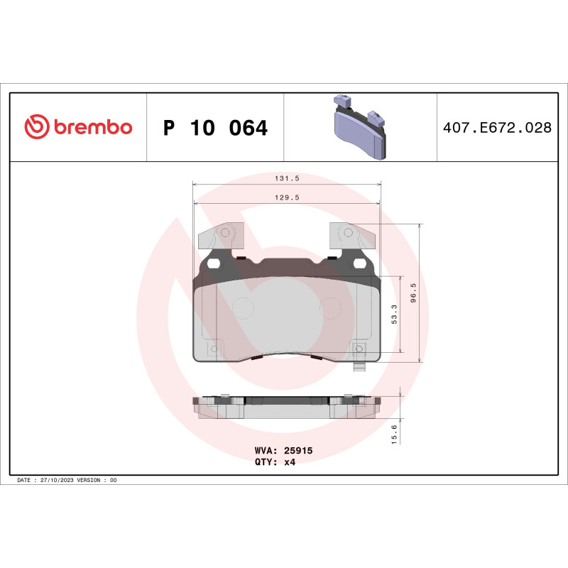 BREMBO P 10 064 Brake Pads Set Front for Insignia Camaro CT6 Corvette CTS XTS