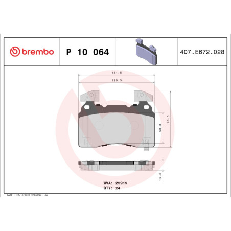 BREMBO P 10 064 Bremsbeläge Vorne für Insignia Camaro CT6 Corvette CTS XTS