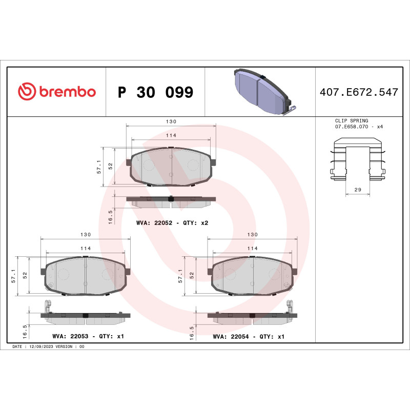 BREMBO P 30 099 Brzdové platničky predné pre Hyundai Kona Creta