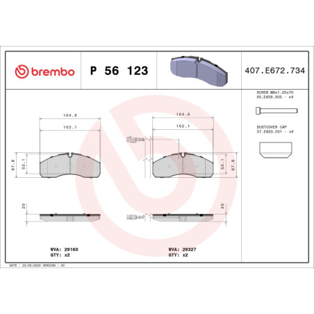 BREMBO P 56 123 Brzdové destičky přední pro Nissan Cabstar
