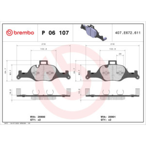 BREMBO P 06 107 Plaquettes de frein avant pour BMW 5 3 X3 4 6 7 X5 X4 X6 i4 iX3 2