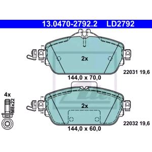 ATE 13.0470-2792.2 Brzdové platničky predné pre Mercedes C E