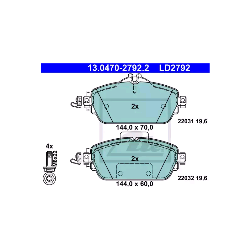 ATE 13.0470-2792.2 Brake Pads Set Front for Mercedes C E