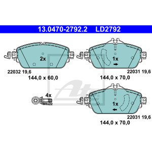 ATE 13.0470-2792.2 Brzdové platničky predné pre Mercedes C E