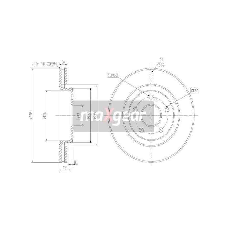 MAXGEAR 19-2323 Tarcza hamulcowa przód dla Jeep Commander