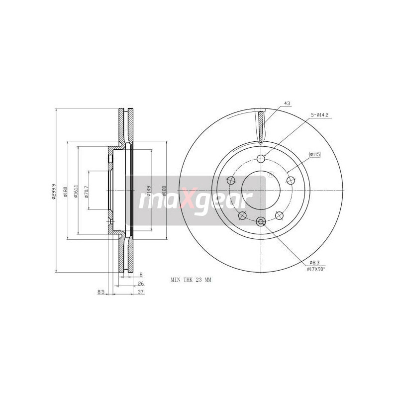 MAXGEAR 19-2332 Tarcza hamulcowa przód dla Astra Insignia Cruze Zafira Orlando Ampera Astravan