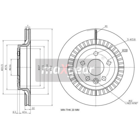 MAXGEAR 19-2335 Bremsscheibe Hinten für Volvo XC60