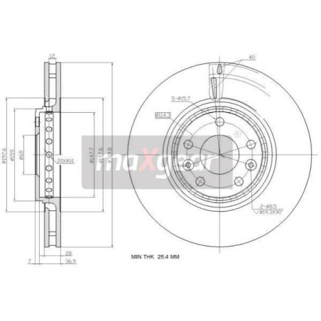 MAXGEAR 19-2363 Bremsscheibe Vorne für Laguna Talisman Scenic Megane Espace Clio