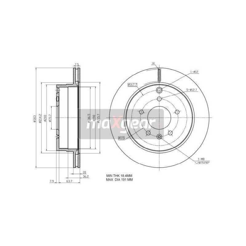 MAXGEAR 19-2370 Brake Disc Rear for Antara Captiva Equinox
