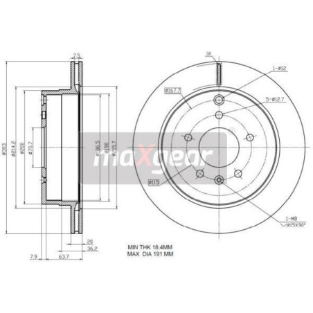 MAXGEAR 19-2370 Brzdový kotúč zadný pre Antara Captiva Equinox