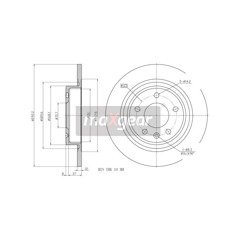 MAXGEAR 19-2331MAX Disco de freno trasero para Astra Cruze Zafira Cascada Orlando Ampera Astravan