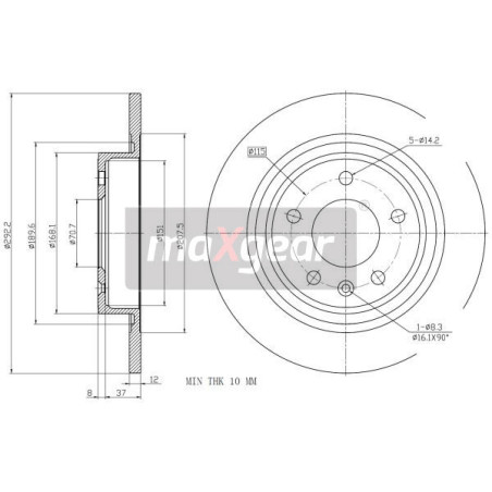 MAXGEAR 19-2331MAX Disque de frein arrière pour Astra Cruze Zafira Cascada Orlando Ampera Astravan