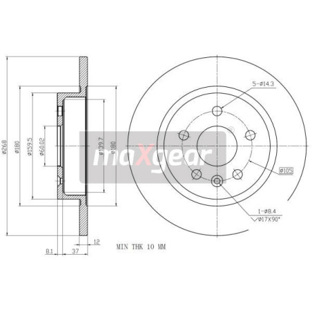 MAXGEAR 19-2333MAX Disco de freno trasero para Astra Cruze Mokka Trax Astravan Aveo
