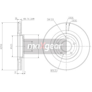MAXGEAR 19-2364MAX Disco freno anteriore per Qashqai Koleos Juke